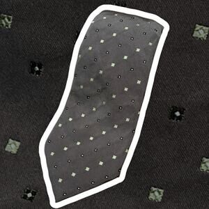 Altea Silk Necktie Taupe Grey Geometric Square Pattern Silk Made in Italy